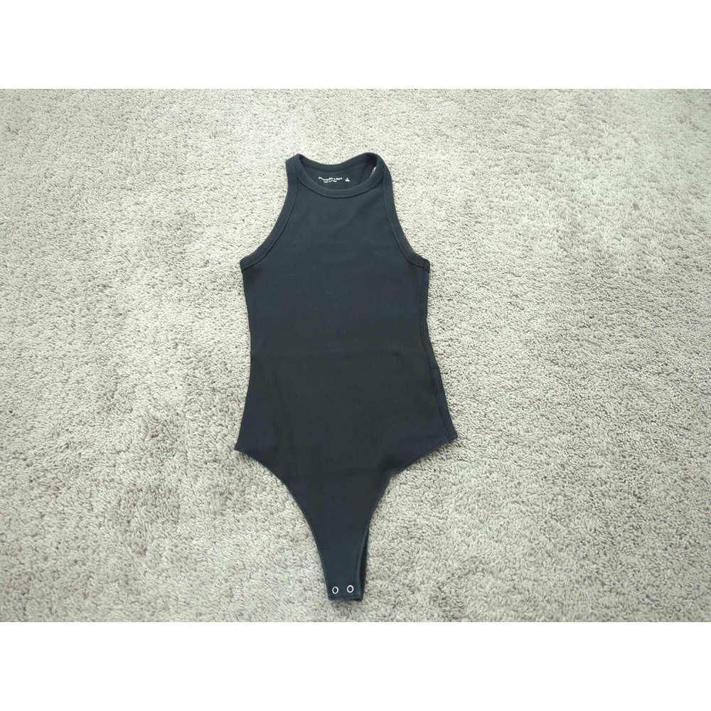 Abercrombie & Fitch Bodysuit Womens‎ Small Black Racerback Soft A&F Ribbed Knit